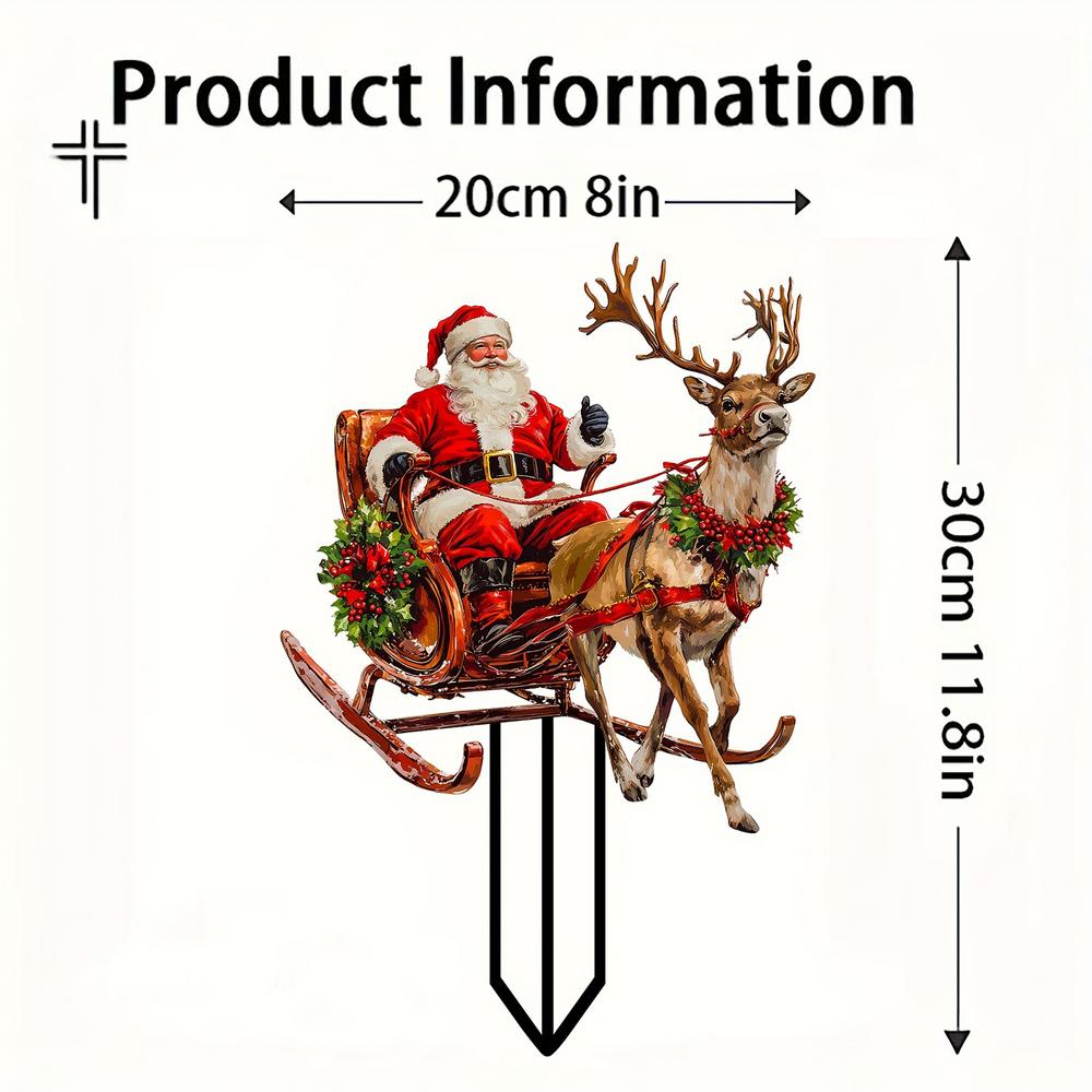 

Рождественские садовые колышки Украшения 2D Акриловый Санта и Олень Садовый колышек Цветной Водонепроницаемый Рождественские персонажи Сани красный