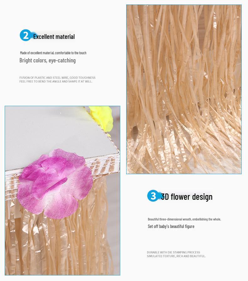 Hawaiian Straw Table Skirt for Party Decoration, 275cm x 75cm
