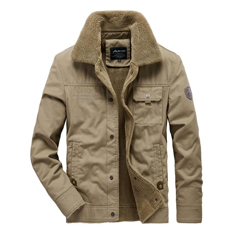 

Зимнее хлопковое пальто, мужское бархатное утолщенное теплое пальто с лацканами, свободное хлопковое пальто среднего возраста