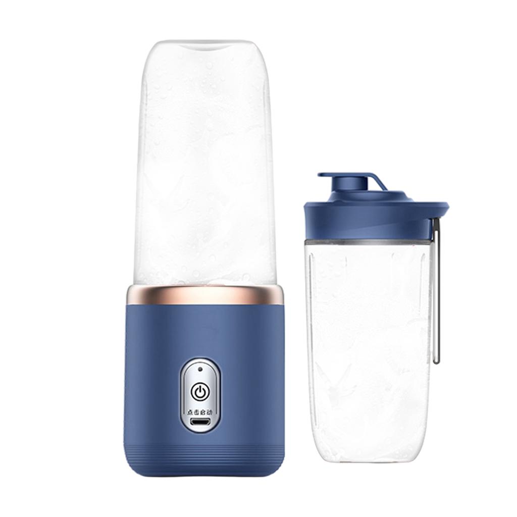 1pc Portable Small Electric Juicer Blue/Pink Stainless Steel Blade Cup Juicer Fruit Automatic Smoothie Blender Kitchen Tool