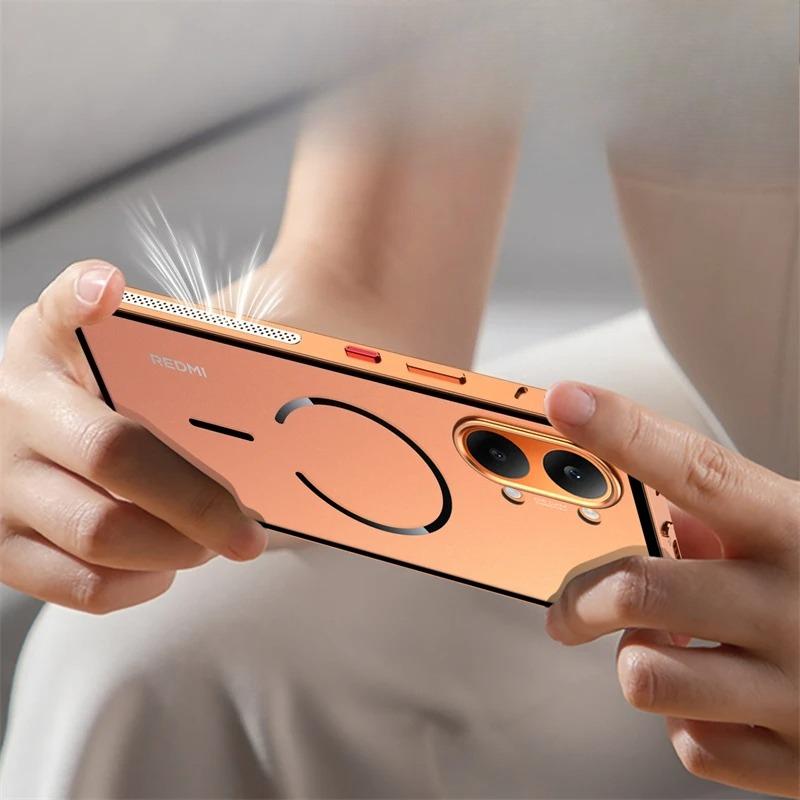Aluminium Alloy Frame Snap-on Design Magnetic Case for Xiaomi POCO X8 Pro Max Redmi Turbo 5Max Matte Transparent Acrylic Cover
