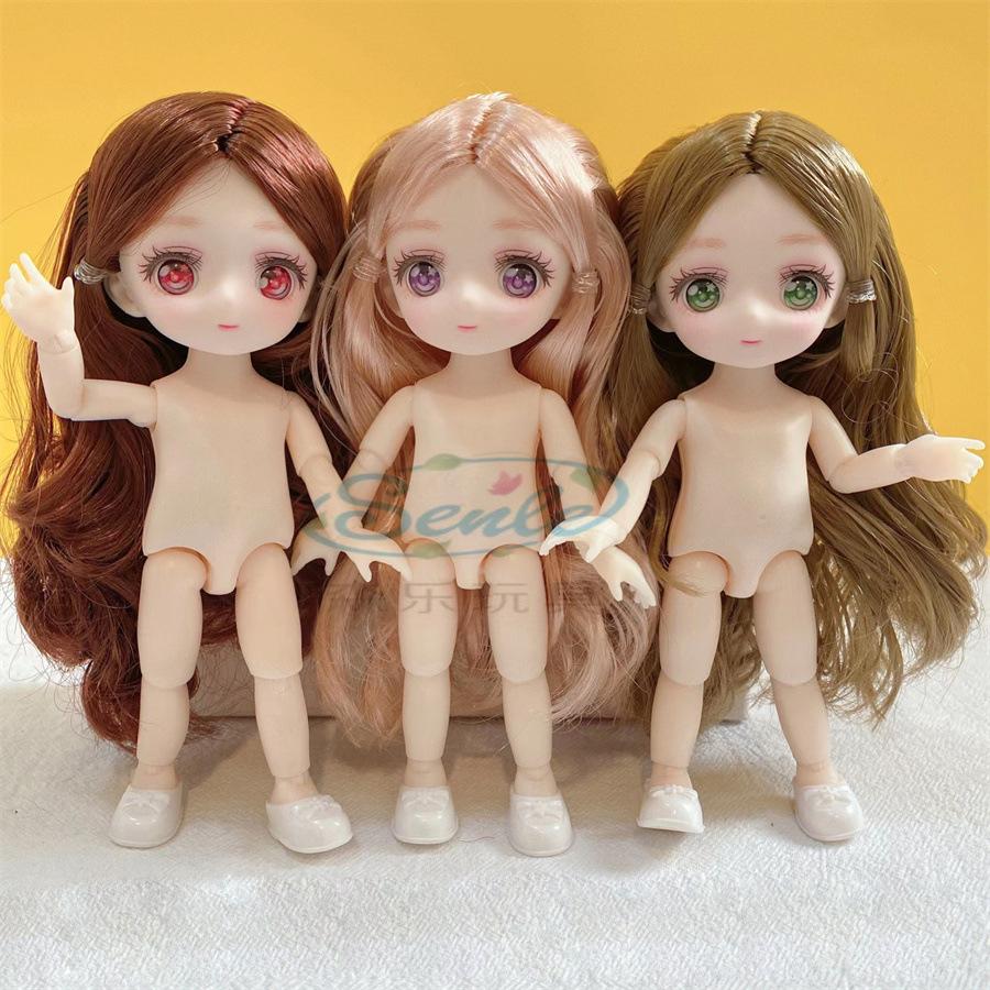 16 cm Nøgen Dukke Krop Med 2. Dimension Anime Øjne 13 Bevægelige Led Blå 2D Animation Øjne Dukke DIY Legetøj Til Piger
