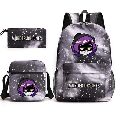 School Bag, Male and Female Students Pencil Bag, Three-piece Set, Printed Canvas Bag, Large-capacity Backpack.