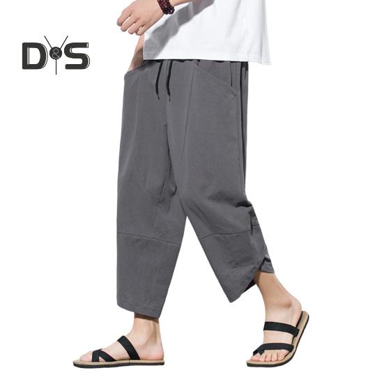 Pantaloni de vară respirabili pentru bărbați, de culoare uni, șic, ocazionali, pantaloni de vară pentru bărbați