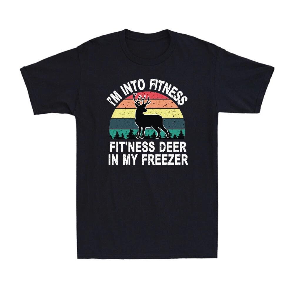 I m Into Fitness Fit ness Deer In My Freezer Funny Hunting Retro Men s T-Shirt S