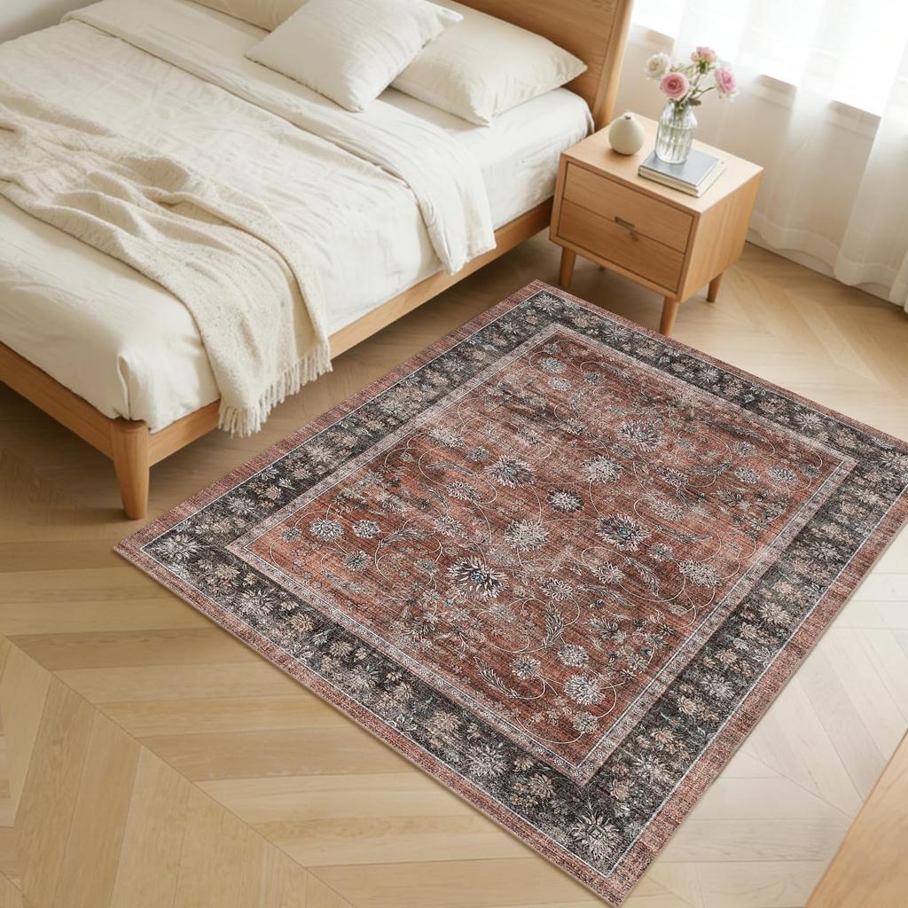 HiChiclife Persian-style Rug, 120x160cm (approx. 1.5 tatami mats), Soft Imitation Cashmere, Washable, Stylish Rug, Wear-Resistant, Non-Slip, Hot Carpe