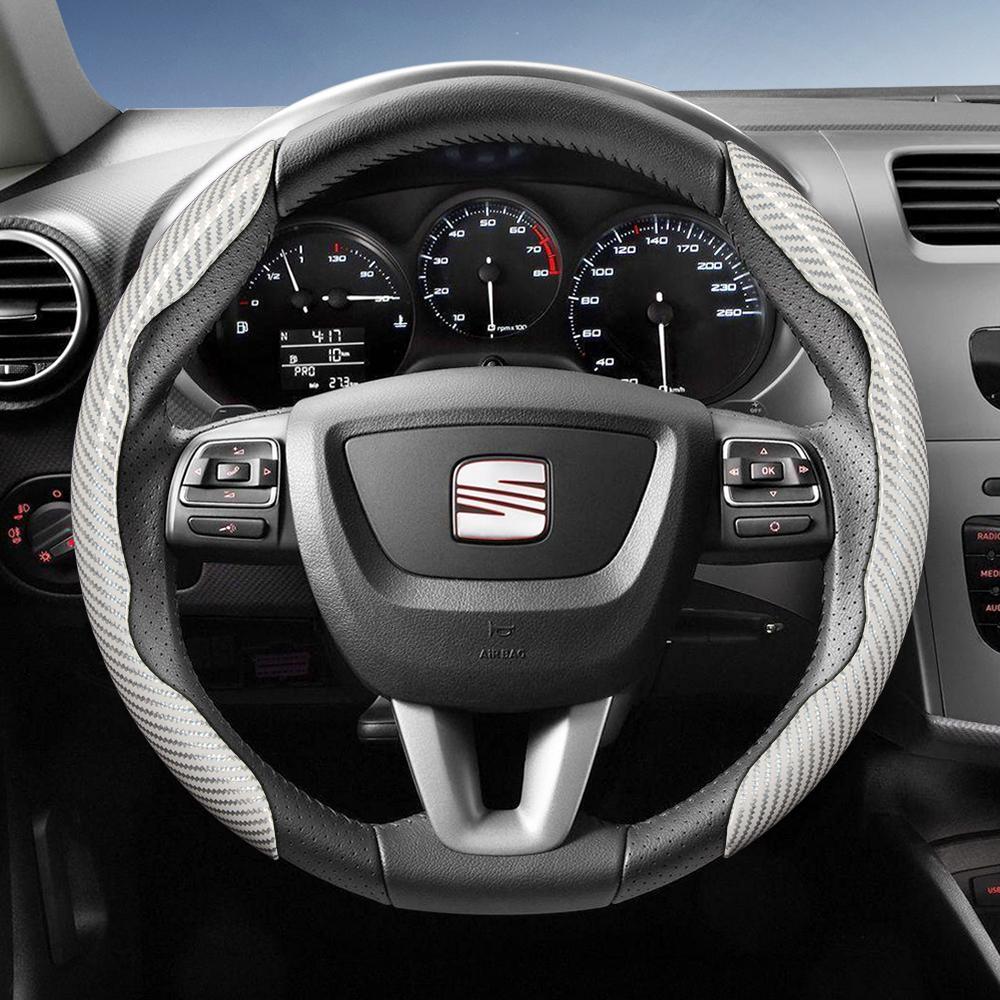 Suitable for Seat Carbon Fiber Texture Steering Wheel Cover with Segmented Quick-Release Design, Durable, for Models Such As Ibiza, Arona, Leon,