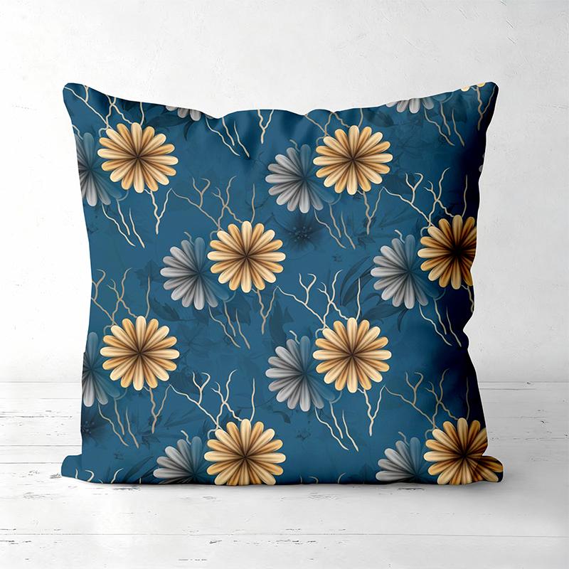 Floral Printed Blue Pillows Decorative for Home Polyester Pillowcase, Sofa Decorative Cushion Cov Headboard Pillow