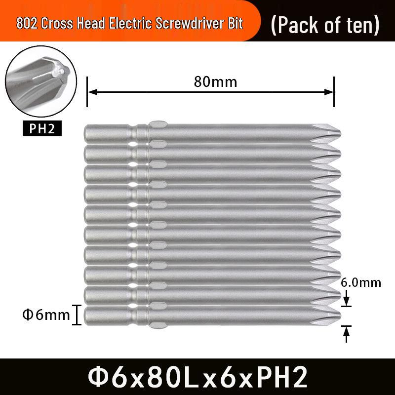 Nigao 802 Magnetic S2 Steel Electric Screwdriver Bit, 6mm, 60/80mm Length
