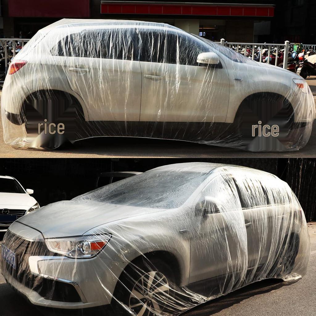 Thickened Transparent Disposable Car Cover - Rainproof & Dustproof Protection Set