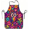 1pc Colorful Owl And Floral Art Print Apron, Durable And Easy To Clean, Adjustable Waistband, Polyester Material, for Kitchen Cooking, Gardening, Orch