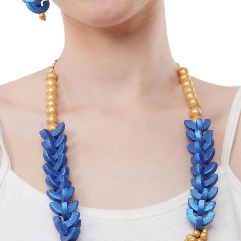 

Handcrafted Blue Clay Jewelry Set Anchor Earrings