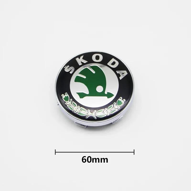 2025 Hot 4Pcs 56mm Wheel Center Caps Aluminum Domed Sticker Logo Alloy Badge For Skoda Rapid Octavia A5 RS Kodiaq Fabia A7 Acces