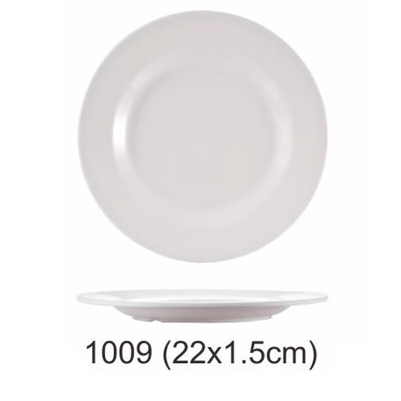 Ting Le 9-inch Round Melamine Dinner Plates, White (Set of 10)