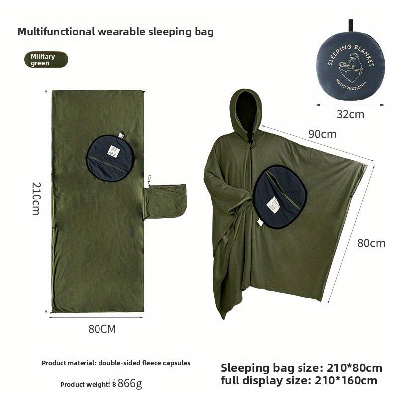 

Multipurpose Poncho Sleeping Bag Fleece Camping Travel Wearable Blanket for Adults Outdoor Adventure Warm and Cozy армия зеленый