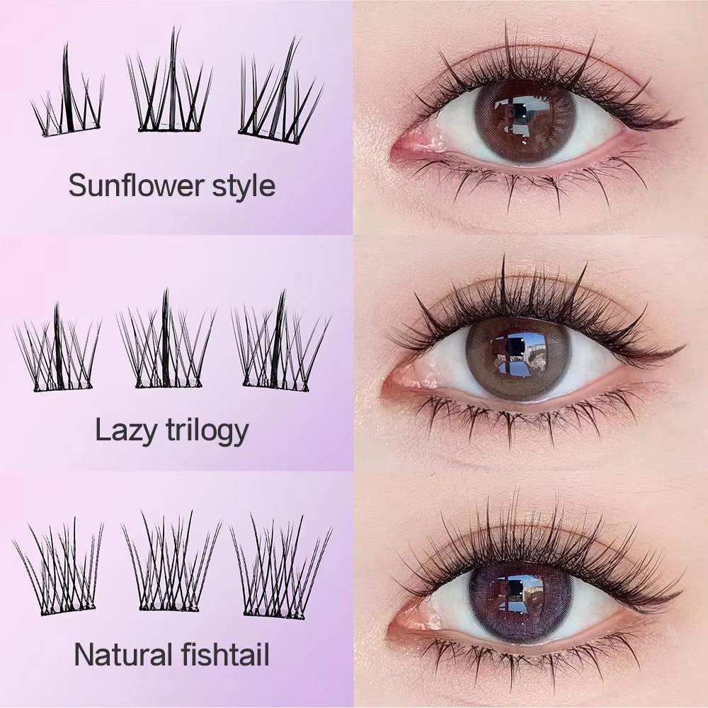 10 Rows Large Capacity Glue-free False Eyelashes Single Cluster 10-12MM C-curled Natural Self-adhesive False Eyelashes