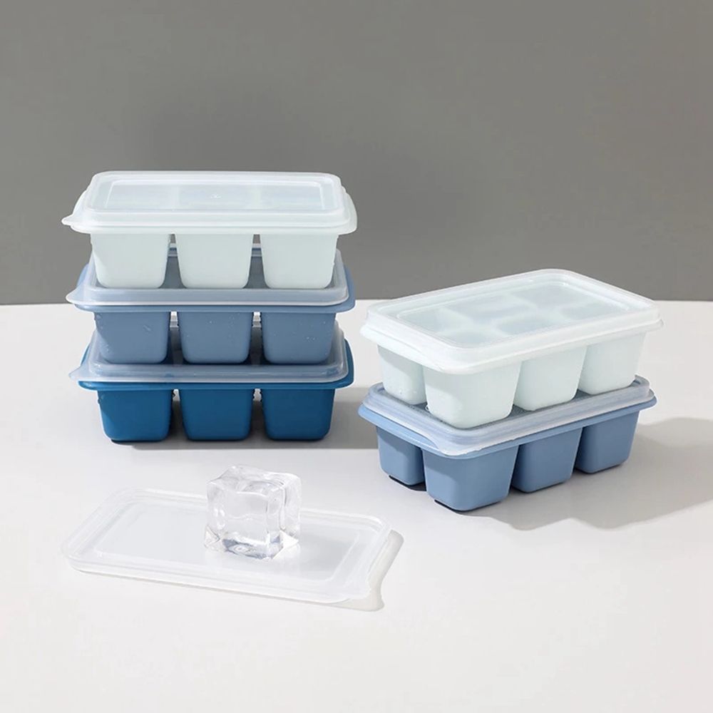 Lid Six Grids Easy To Demold Homemade Frozen Ice Cube Ice Tray Ice-Making Box Ice Mold Cube Mold
