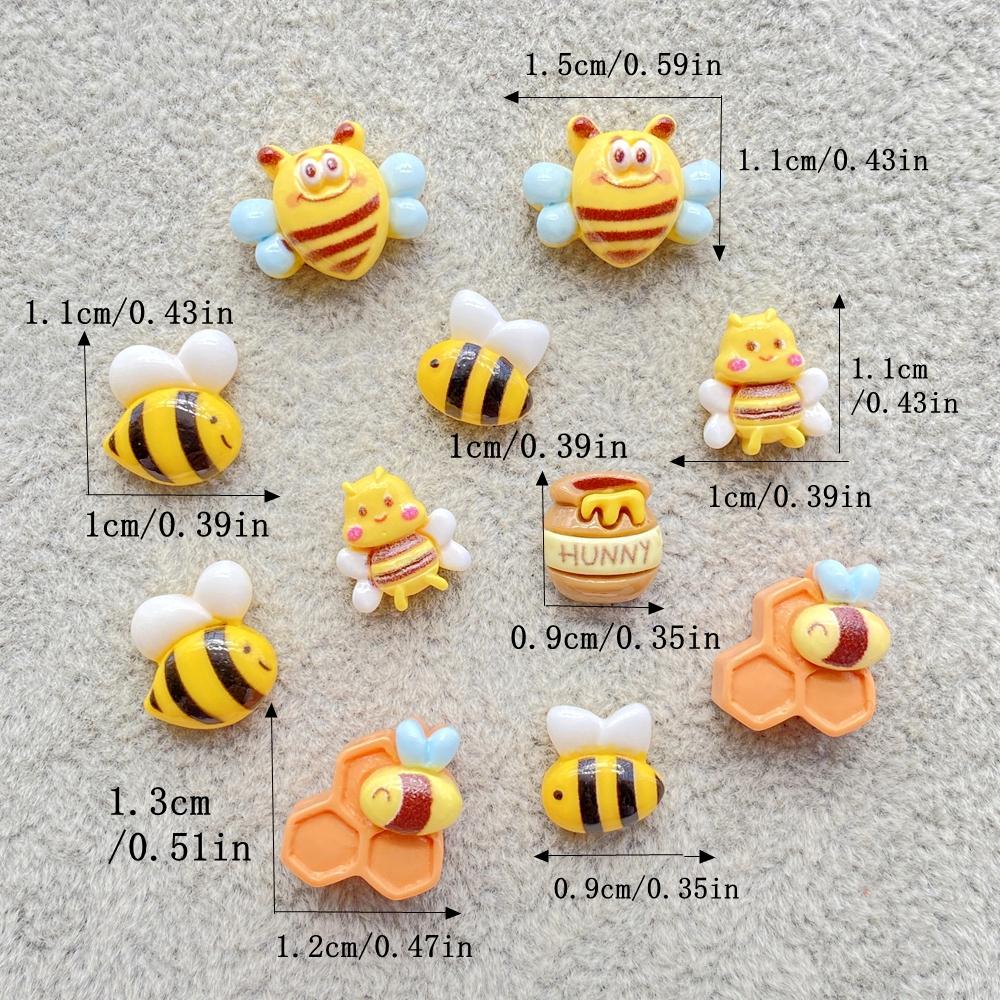 20Pcs Cute Mini cartoon bee and honey jar Nail Art Resin Designer Charms DIY Craft For Nail 3D Decorations Jewelry