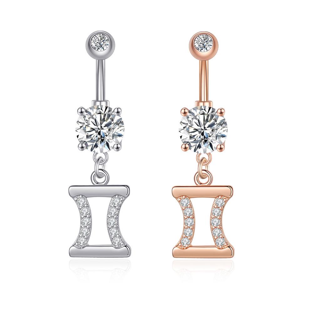 Zircon Belly Button Ring - Twelve Constellations Design