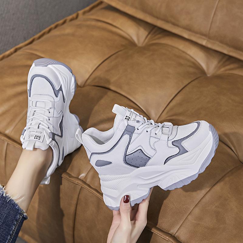 Inner heightening dad shoes CM spring new breathable thick-soled mesh small sports and leisure shoes tide