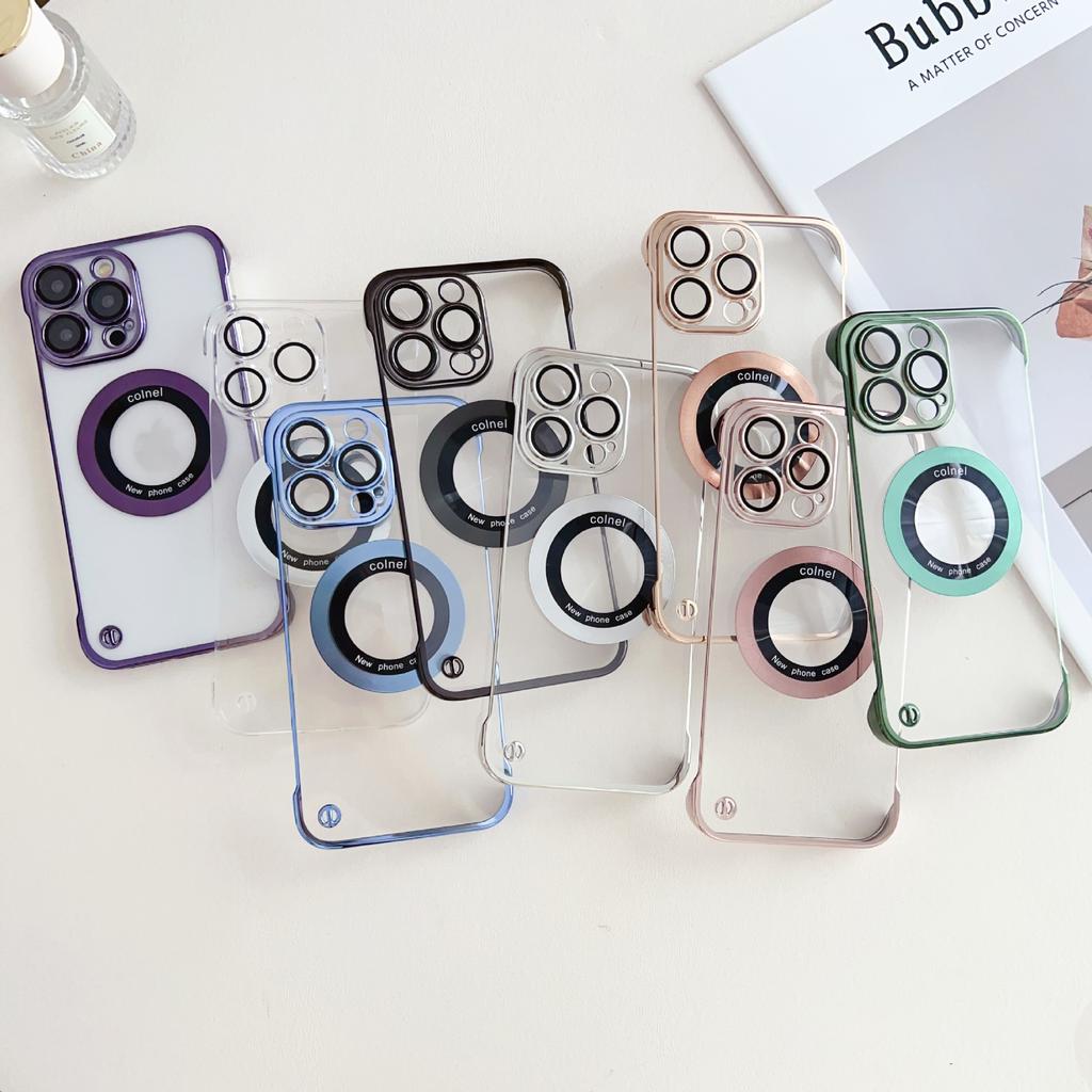 Magnifying Glass Leak Mark Magnetic Suction Suitable for IPhone 15 Pormax Mobile Phone Case Apple 14 Frameless Protective Case