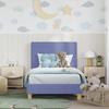 Kids Bed Frame with Headboard Jeans Blue 80 X 160 Cm Fabric