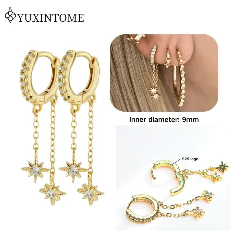Dames 925 Zilveren Oorstekers Kristal Zirconia Waterdruppels Stud Hoops Goud Huggie Oorbellen Premium Luxe Feest Sieraden