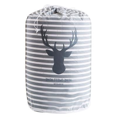 Cylindrical Large Clothes Pillow Blanket Quilt Storage Bags Reusable Drawstring Packing Bag Home OrganizerDeer Head