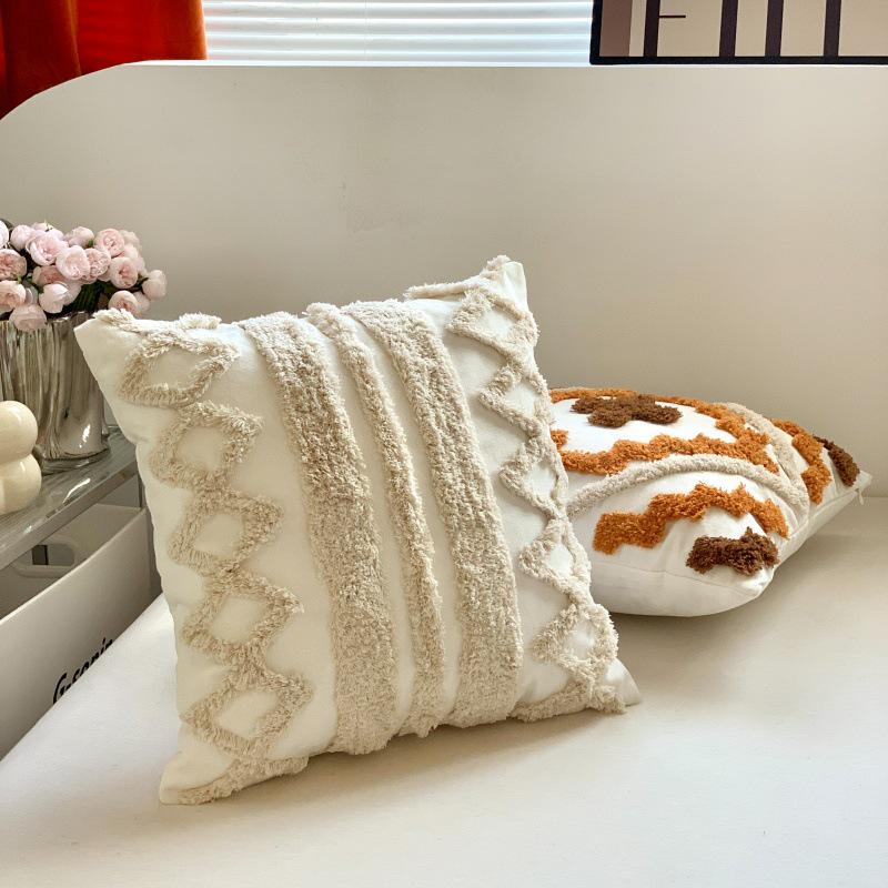 Bohemian Tassel Embroidered Throw Pillow for Living Room Sofa