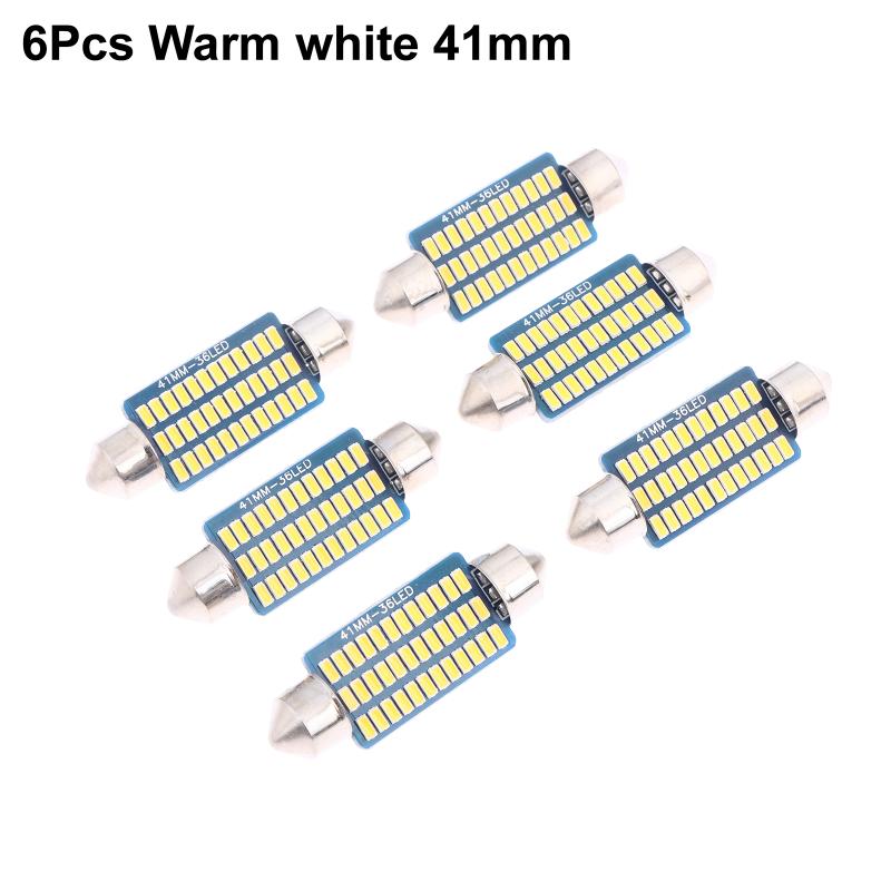 6Pcs C5W Led Bulbs Canbus Festoon Led For Car Interior Dome Trunk License Plate Lights 12V 300Lm 6500K White