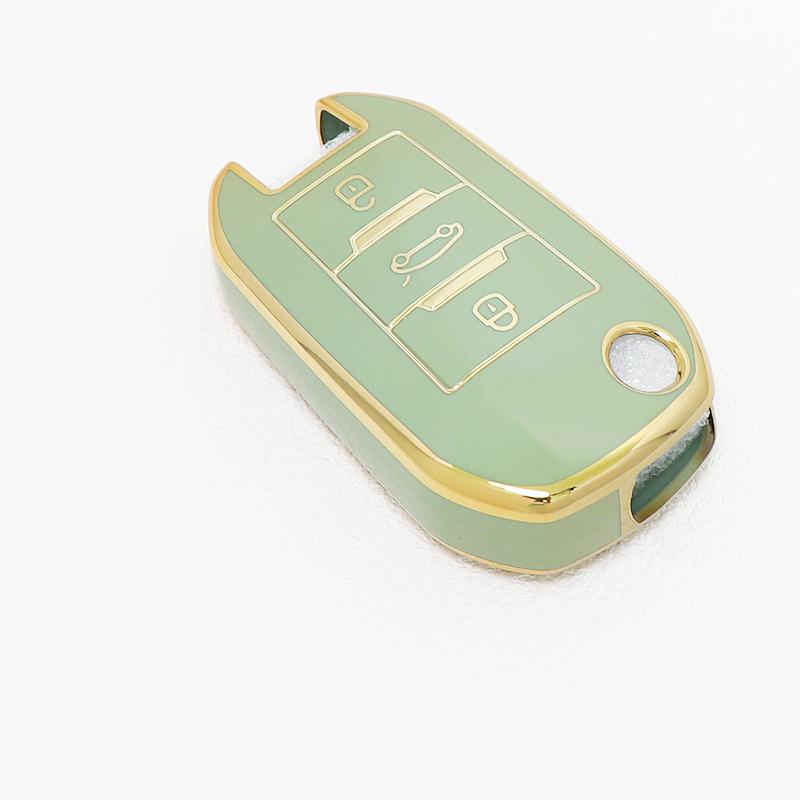 Gold Edge TPU Auto Keyless Protector For Citroen C3 C4 C5 Cactus C6 C8 Car Key Case Cover Fob For Peugeot 508 2008 3008 5008 208 301 307 308
