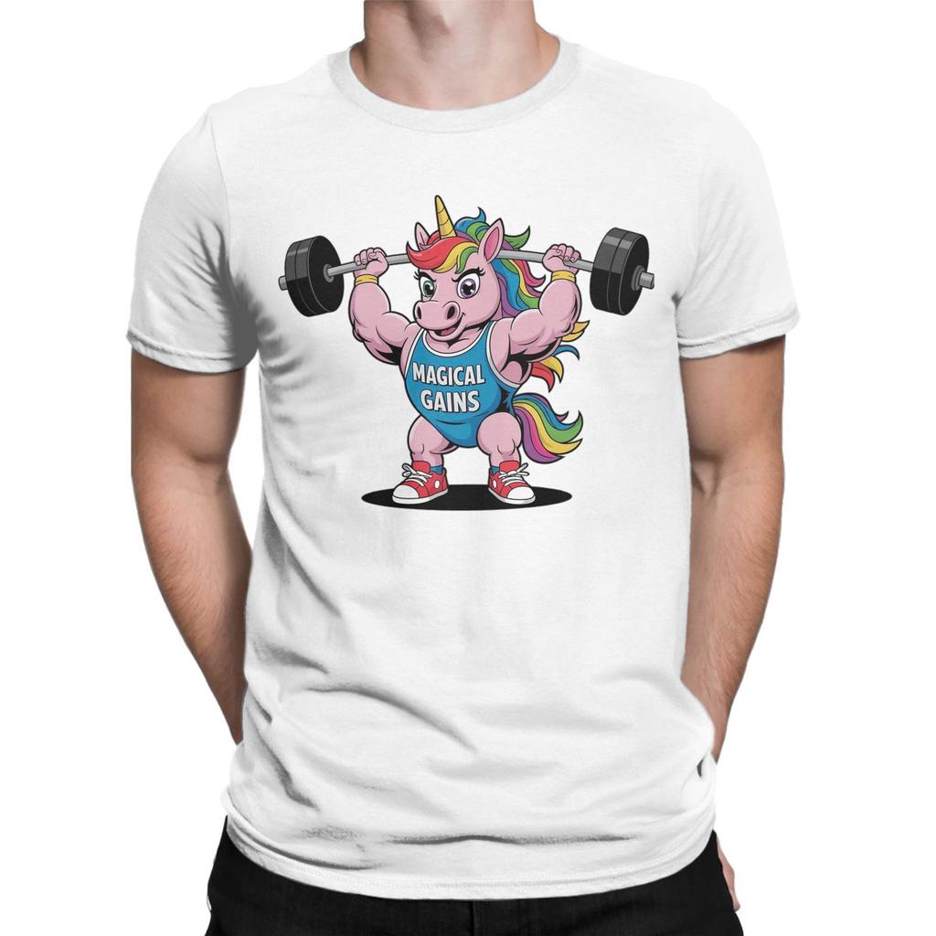 Pumped Unicorn Lifting Weights Cotton TShirt For Men Summer  Vintage TShirts ONeck Leisure Tees Oversized Hot Sale Tops