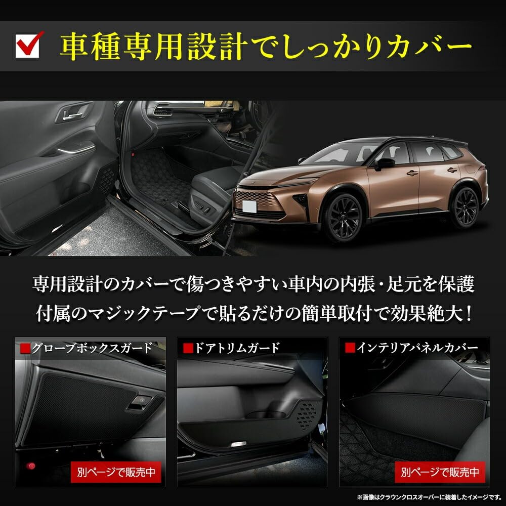 YOURS Crown Estate Dedicated Door Trim Set Kick CROWN Sewn In Protective Small Guards, Front, 2-Piece [Black Leather/Navy], Guards, ESTATE, Japan,