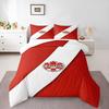 Canada Soccer Crest Bedding set (1 duvet cover, 2 pillowcases, duvet not included), Red Maple Leaf Football Emblem Diagonal Stripe Art Print
