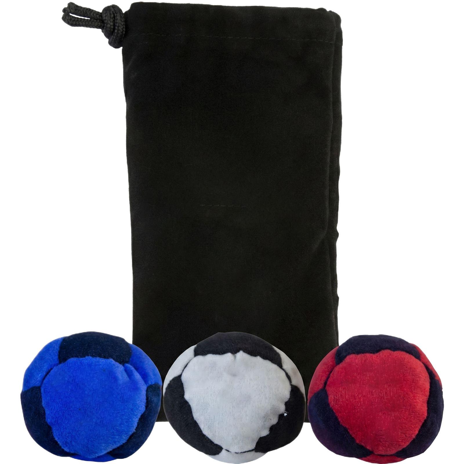 

3 Piece Ball Set with Drawstring Storage Bag Soft Durable Fabric Material for Indoor Outdoor Use and Hand Eye Coordination Training One Size