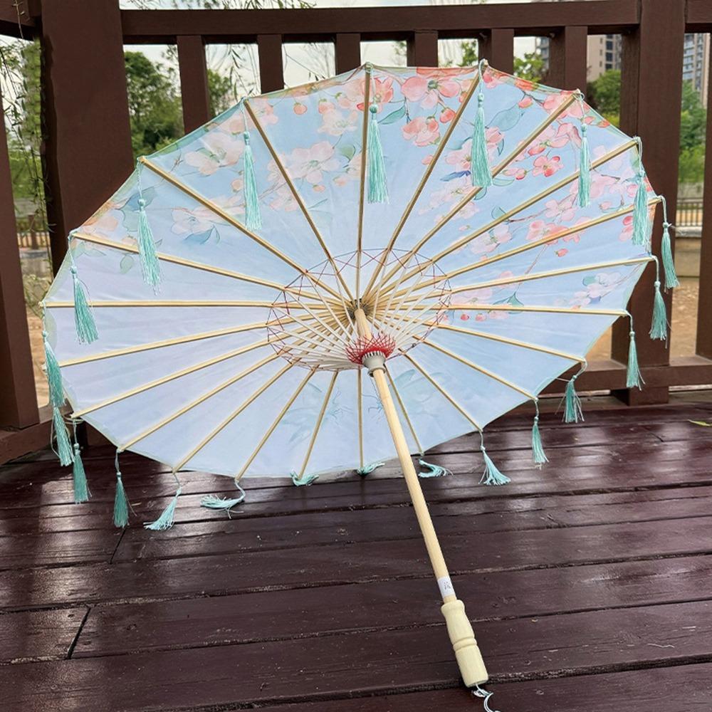 70cm Classical Oil Paper Umbrella Chinese Style Tassel Umbrella Silk Fabric Tassel Umbrella  Girls