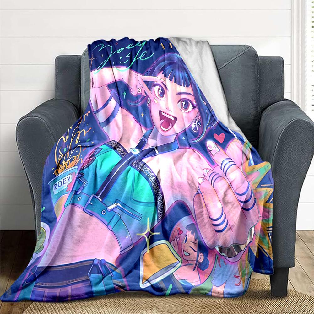 1pc KPop Demon Hunters Zoey Flannel Blanket, Soft Skin Friendly with Digital Printing, Various Sizes Available for Family, Friends, Birthday