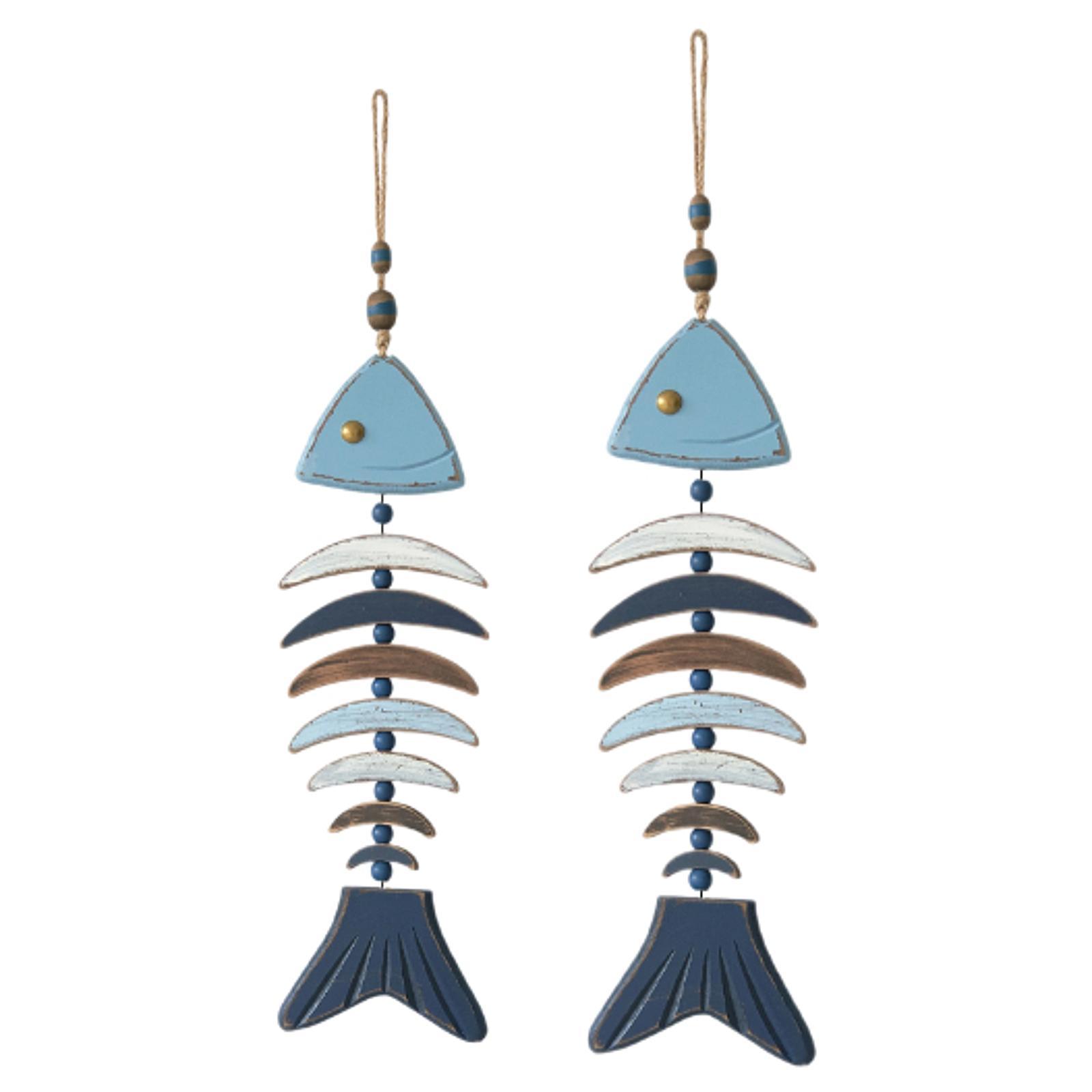 

Wood Fish Decor Fishbone Wall Decor Antique Gift Easy to Hang Art Wall Hanging Ornament for Living Room Beach Theme Farmhouse S