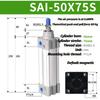 Air Cylinder SAI50 SAI63 Standard Double Acting Pneumatic Cylinder SAI50X100S SAI63X200S SAI50X150S SAI63X300S SAI50X75S 400 500