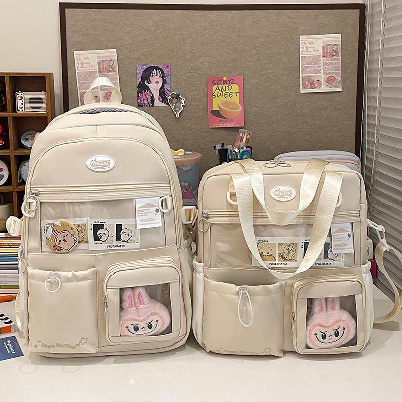 Winter New Transparent High-Value Ins Large Capacity Middle and High School Student Double Shoulder Single Shoulder Two-Piece Backpack