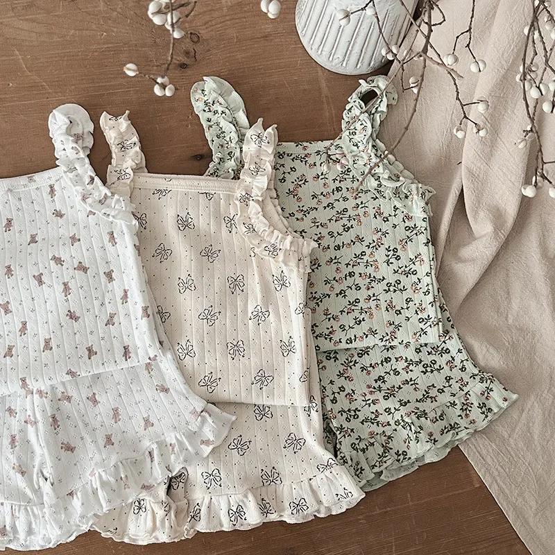2025 Summer Girls' Camisole Pajama Set - Cute Infant Home Clothes