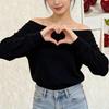Korean Style Off-Shoulder Knit Pullover for Women