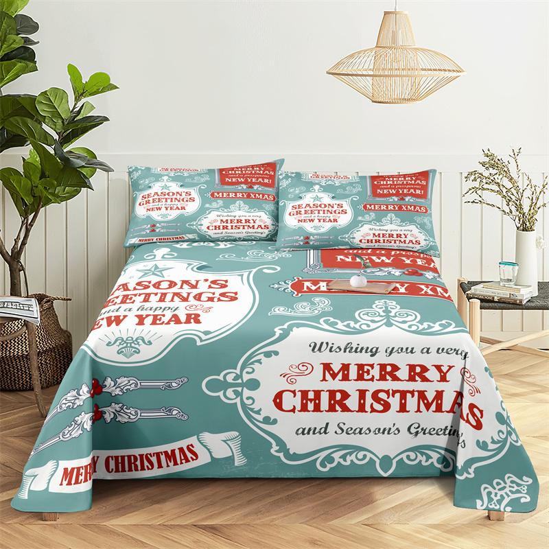 Bedding Sets Christmas Print Bed Sheet Fashion Design Double Flat Sheet Boys Girls Bed Sheet Set Bed Sheets and Pillowcases