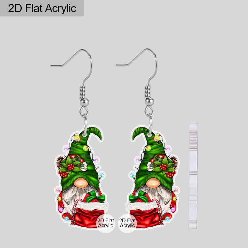 Christmas Gift Acrylic Women's Fashion Drop Earrings, Cute Take A Gift Gnome Shape Design Earrings Jewelry for Holiday Party Wear