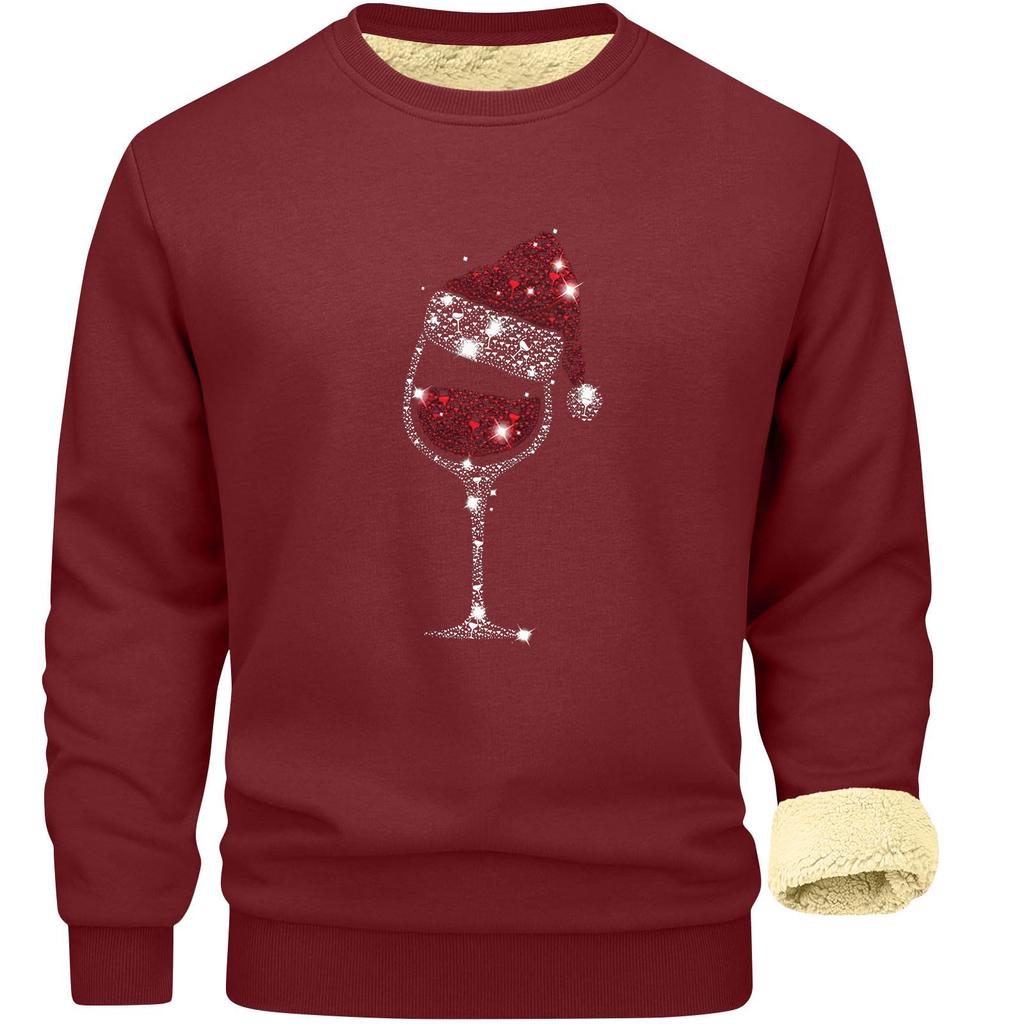 Sweatshirts för män Långärmad Fleece Casual Luddig Rundhalsad Pullover Varm Vinter