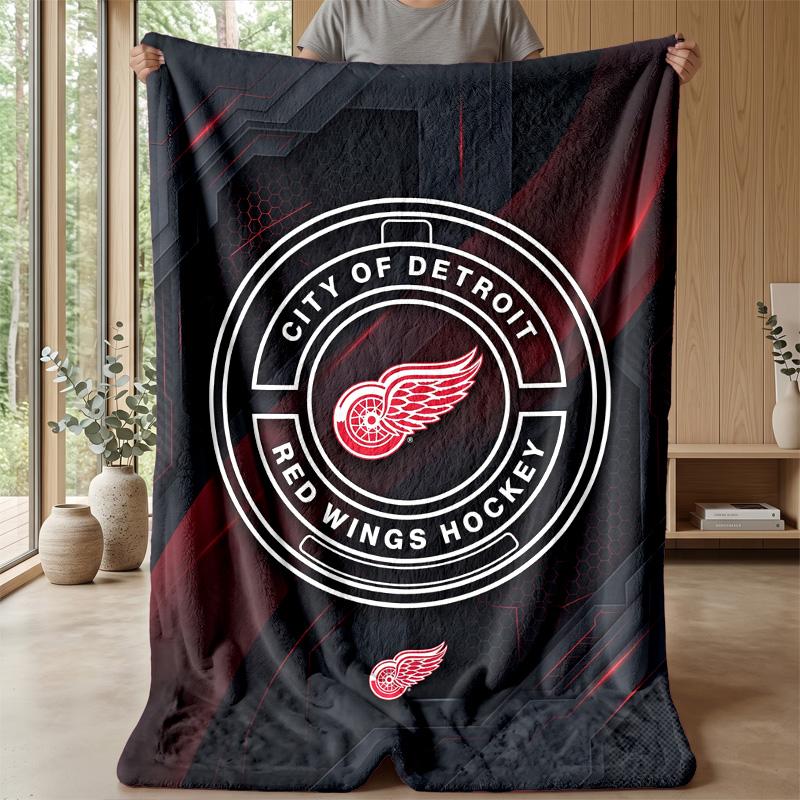 Detroit Red Wings Flannel Fleece Blanket Cozy Warm Throw Blanket For Couch Bed Travel All Season Use