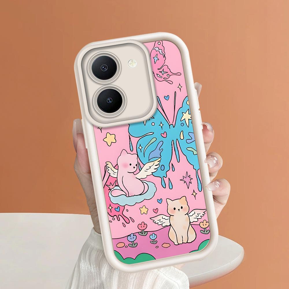 Soft Silicone Square Ladders Cartoon Pattern Full Cover Camera Protection Shockproof Case for iPhone Infinix Tecno Vivo