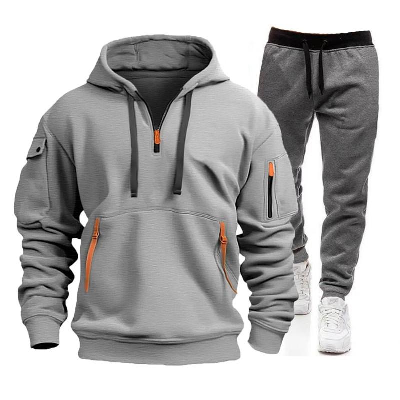 Mens Tracksuit Set Hooded Sweatshirt Jogger Pants Winter Sportswear