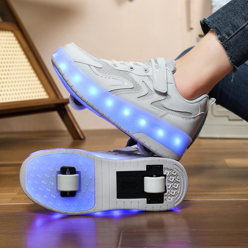 27-40 Kids's Lighting Sneakers Rubbing Shoes Boys's Shoes Solid Milky Patch Can Charging Lantern Shoes Glowing Sneakers with Charging