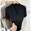 Threaded Fashion V-neck Short-sleeved T-shirt Women's Summer New Slim-fit Half-sleeved T-shirt Top